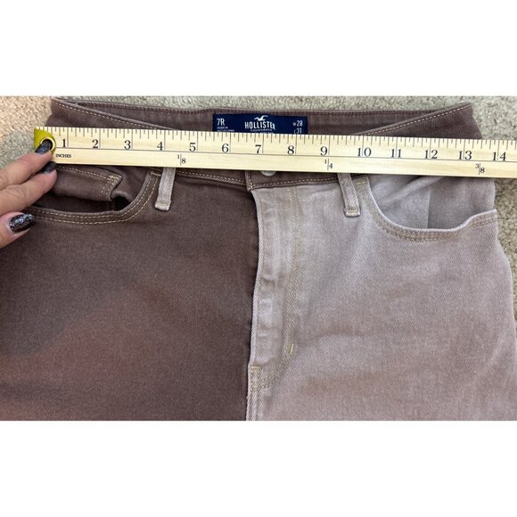 Hollister Women’s 27 Ultra High-Rise Dad Jeans Brown Beige Raw Edge - Picture 14 of 16